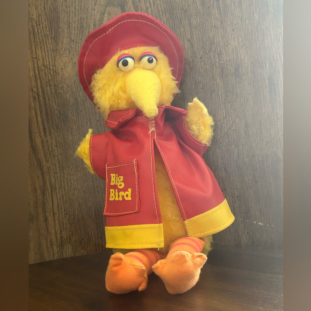 Vintage Sesame Street Big Bird in Red and Yellow Fireman suit!